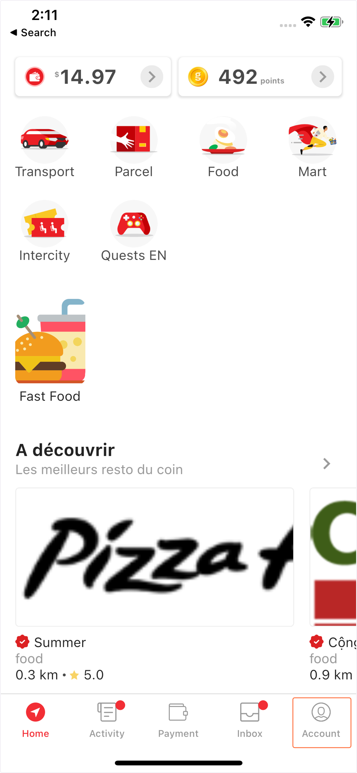 Step 1: Go to "Account" at the navigation bar