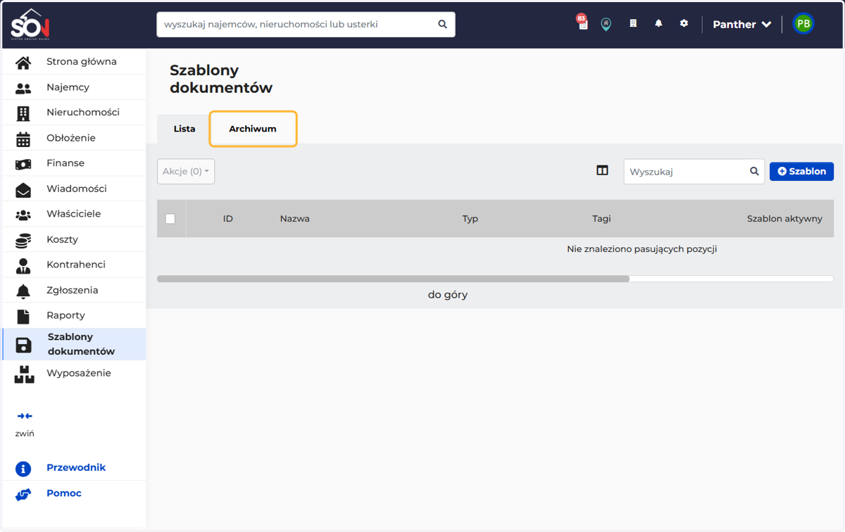 Przejdź do zakładki "Archiwum"