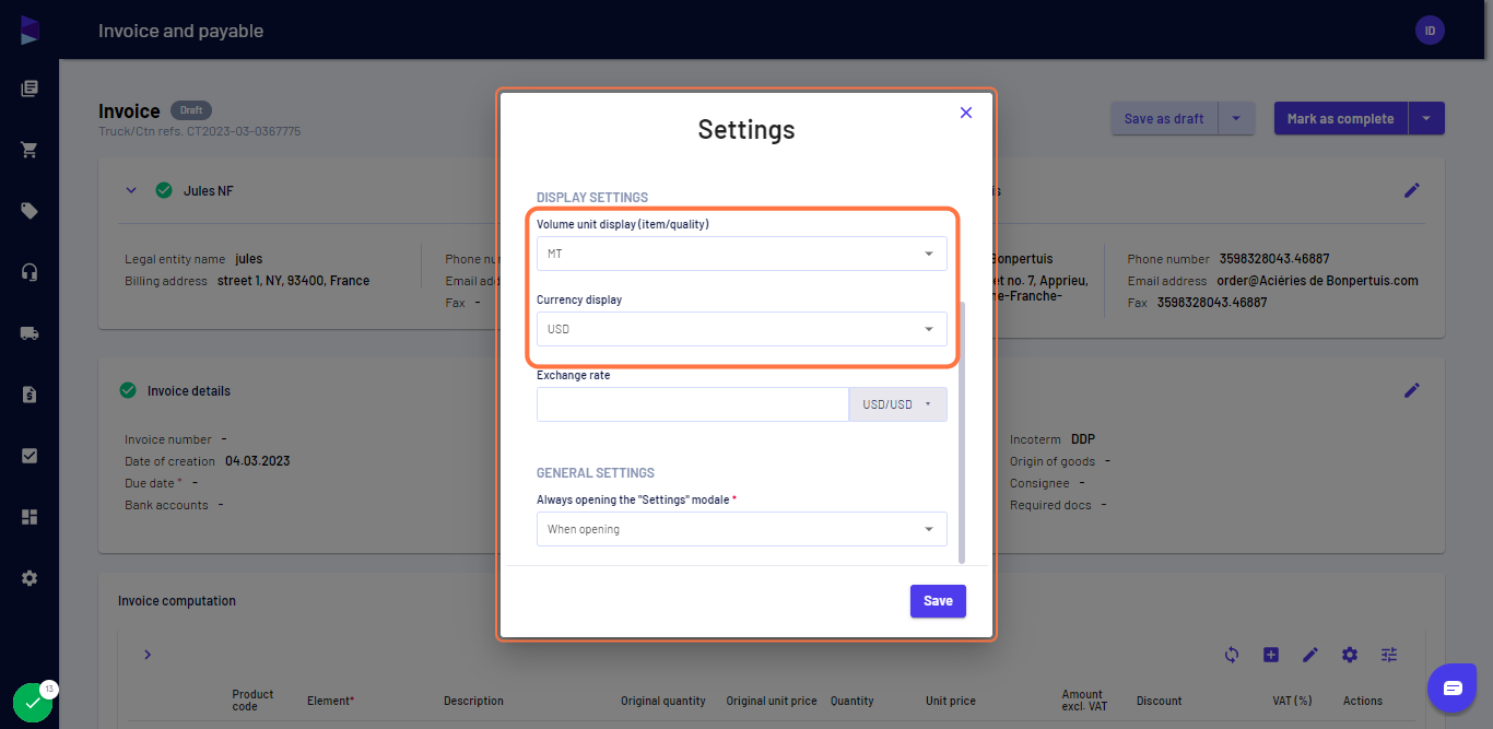 You can also select the default unit, currency, and data source and "Save"