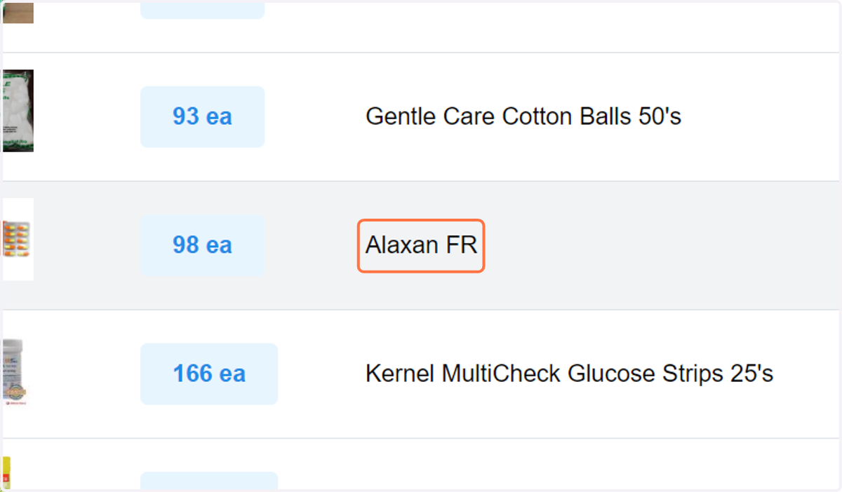Select the item you want to deplete.