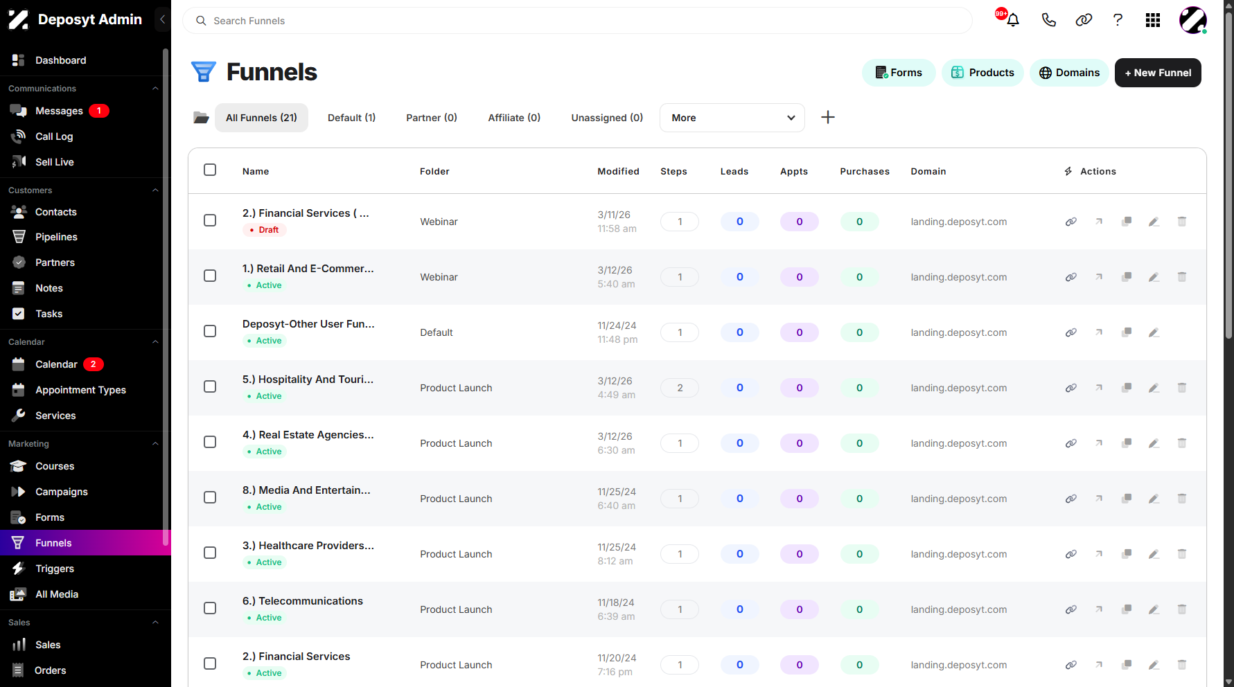 Step 2: Click Funnels to proceed.