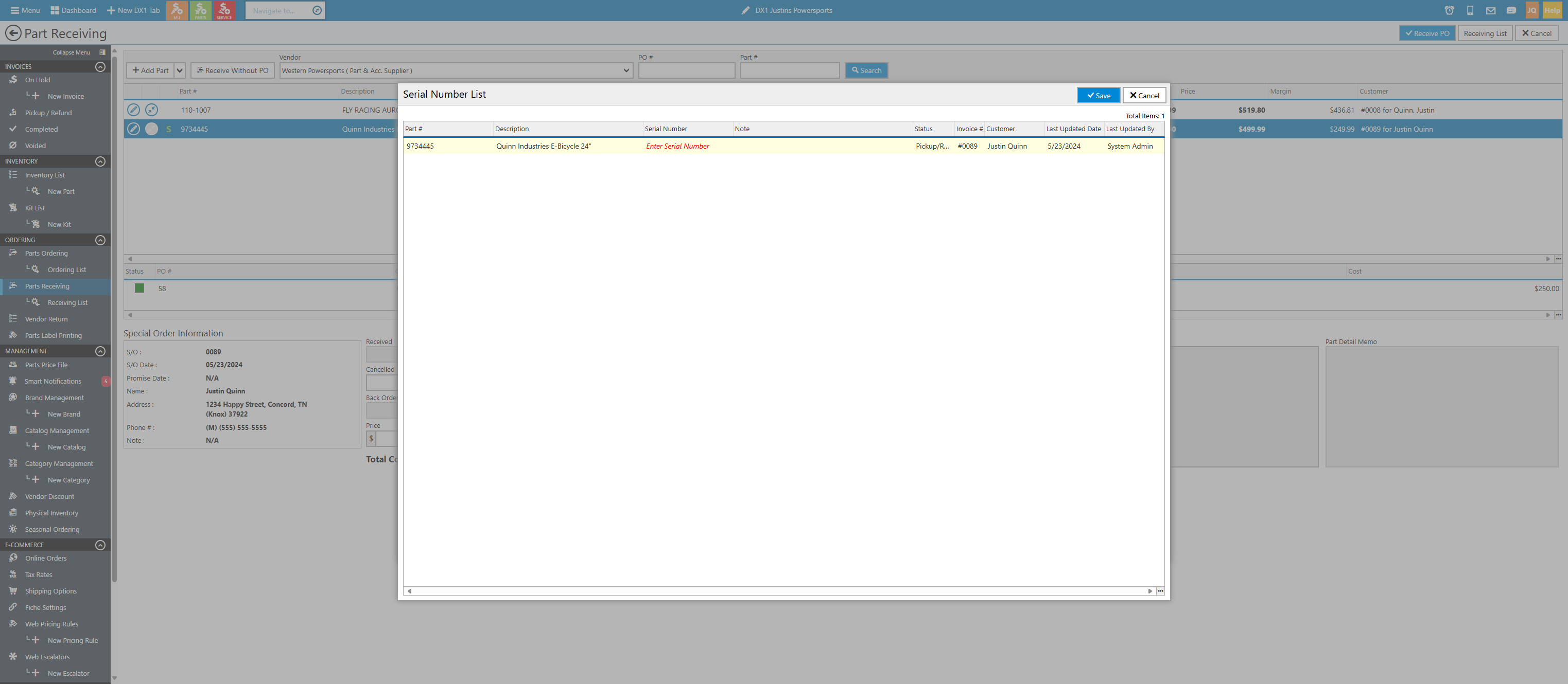 When the serial number list pops open, click on Enter Serial Number