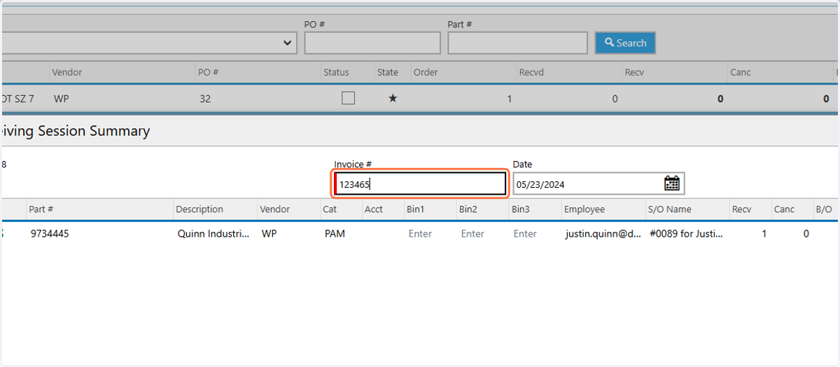 Add the required invoice number