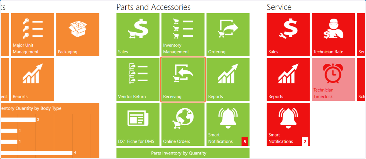 Click on the Receiving tile