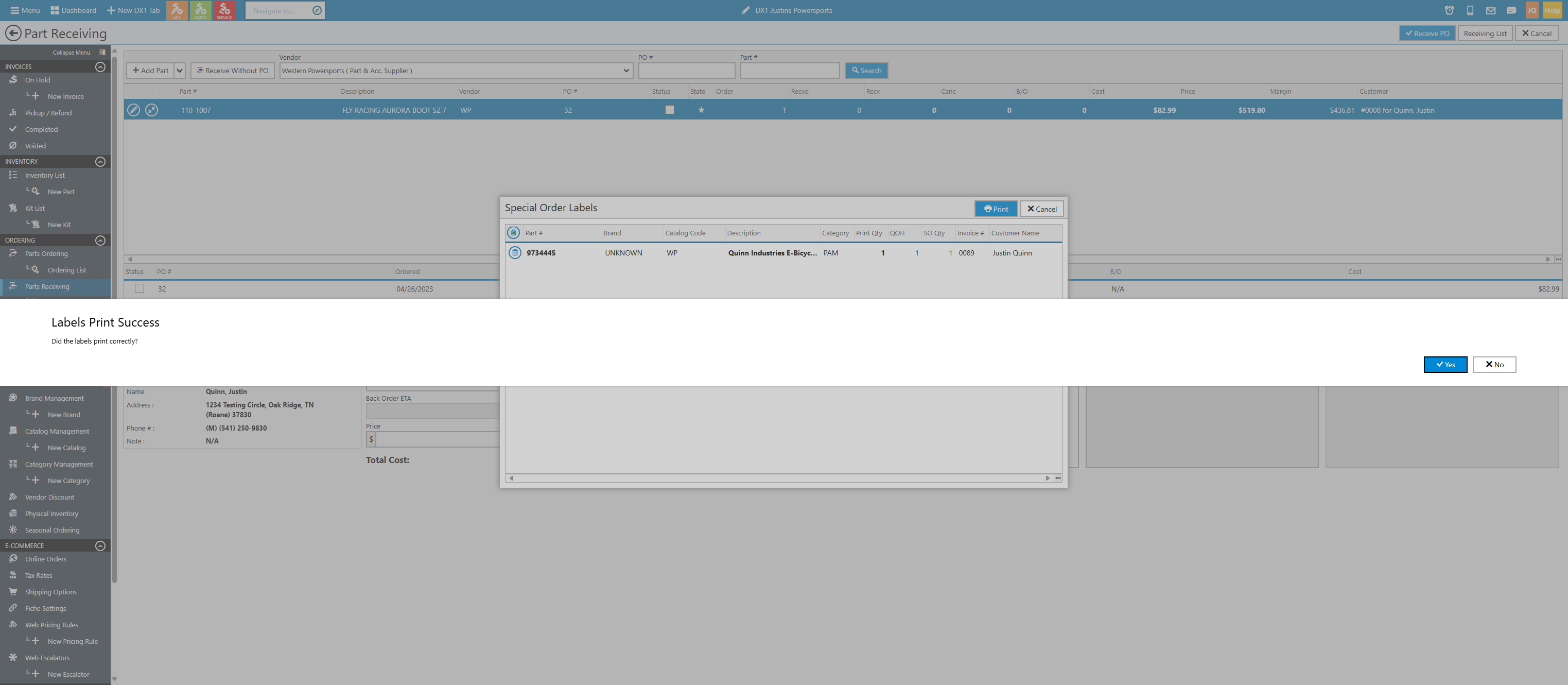 If all the labels have been printed correctly click Yes, if not click No. You have now completed the process