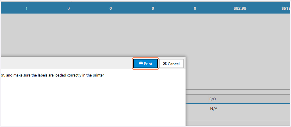 Select the label type and click the Print button