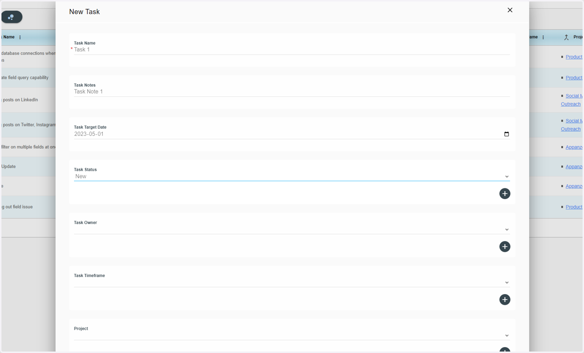 Choose a Task Status