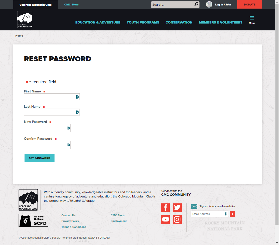 After clicking on the password reset link in your email, you will be taken to this screen