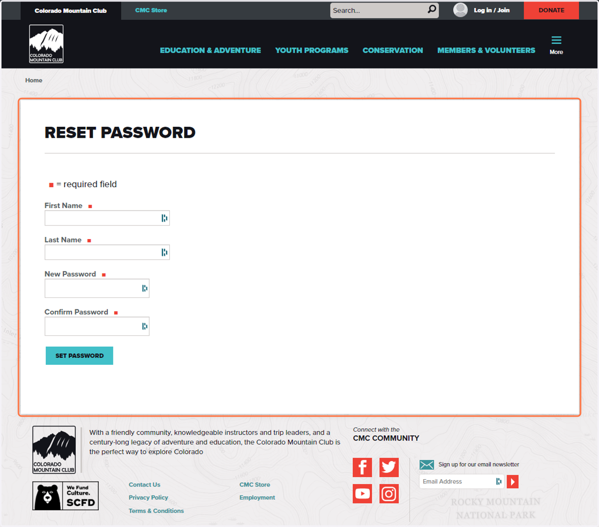 After clicking on the password reset link in your email, you will be taken to this screen