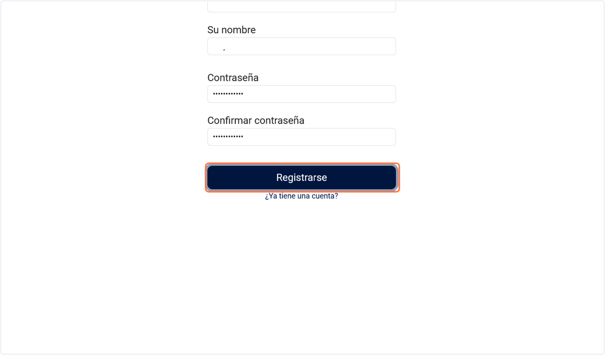 Click en Registrarse