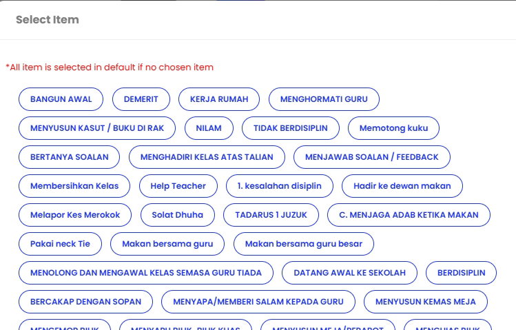 Pilih item yang ingin dicari.
