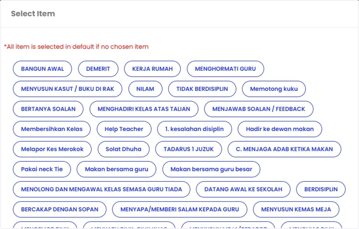 Pilih item yang ingin dicari.