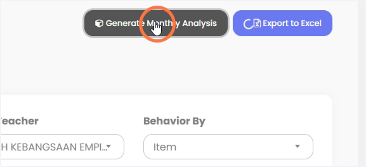 Analisis bulanan juga boleh dihasilkan untuk ringkasan laporan. Klik 'Generate Monthly Analysis' yang akan membawa anda ke halaman lain.