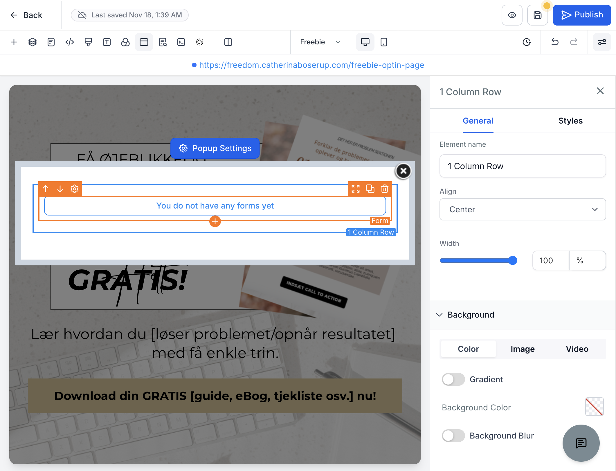 Klik på "You do not have any forms yet"