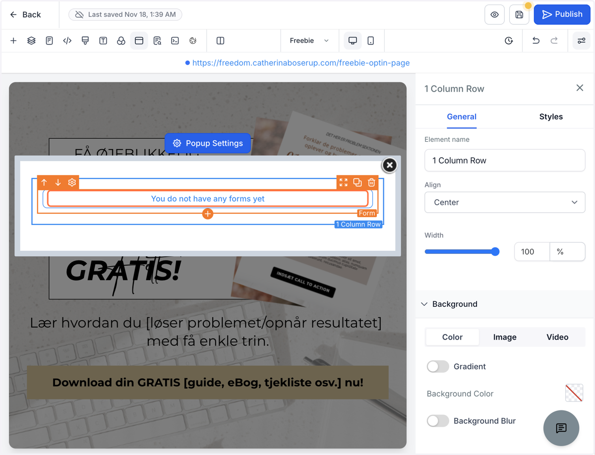 Klik på "You do not have any forms yet"