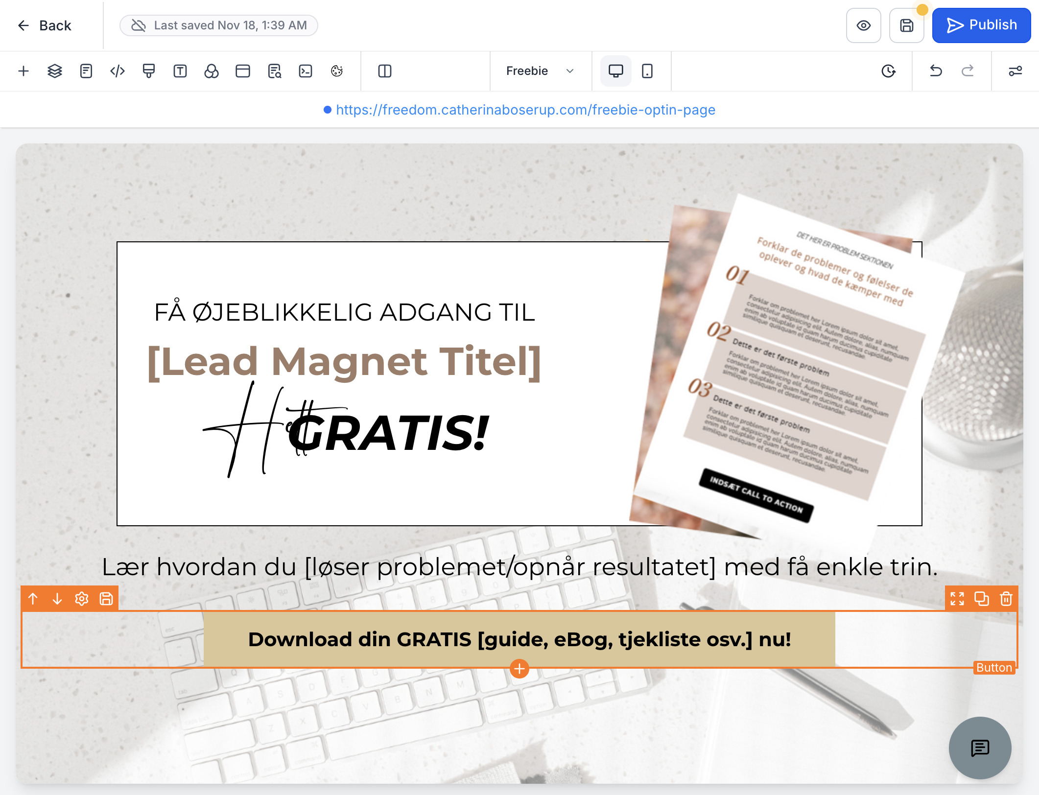 Hvis du gerne vil have at den popup også åbner ved at trykke på en knap - Klik på den knap, der skal åbne din formular