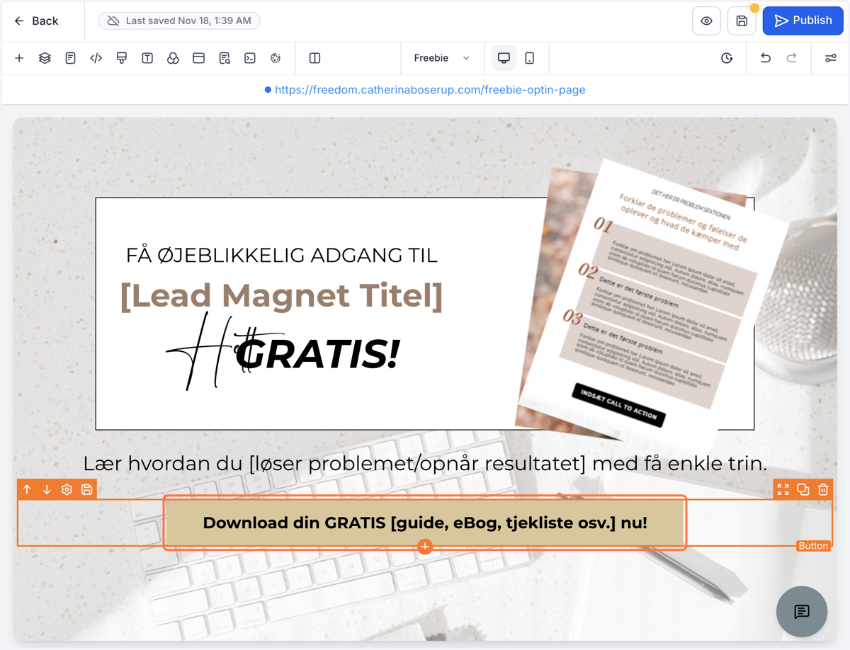 Hvis du gerne vil have at den popup også åbner ved at trykke på en knap - Klik på den knap, der skal åbne din formular