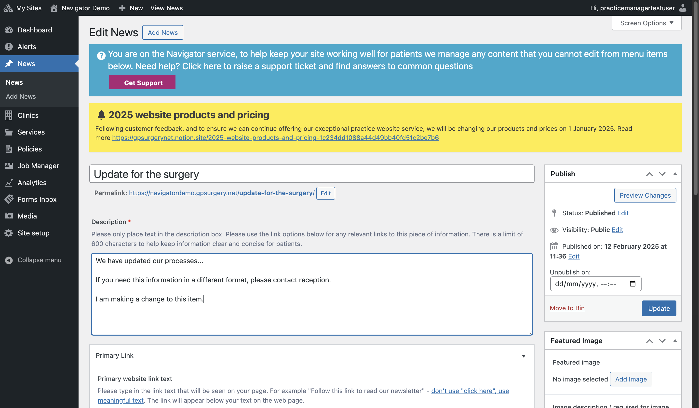 The Editor, with the Description box highlighted.