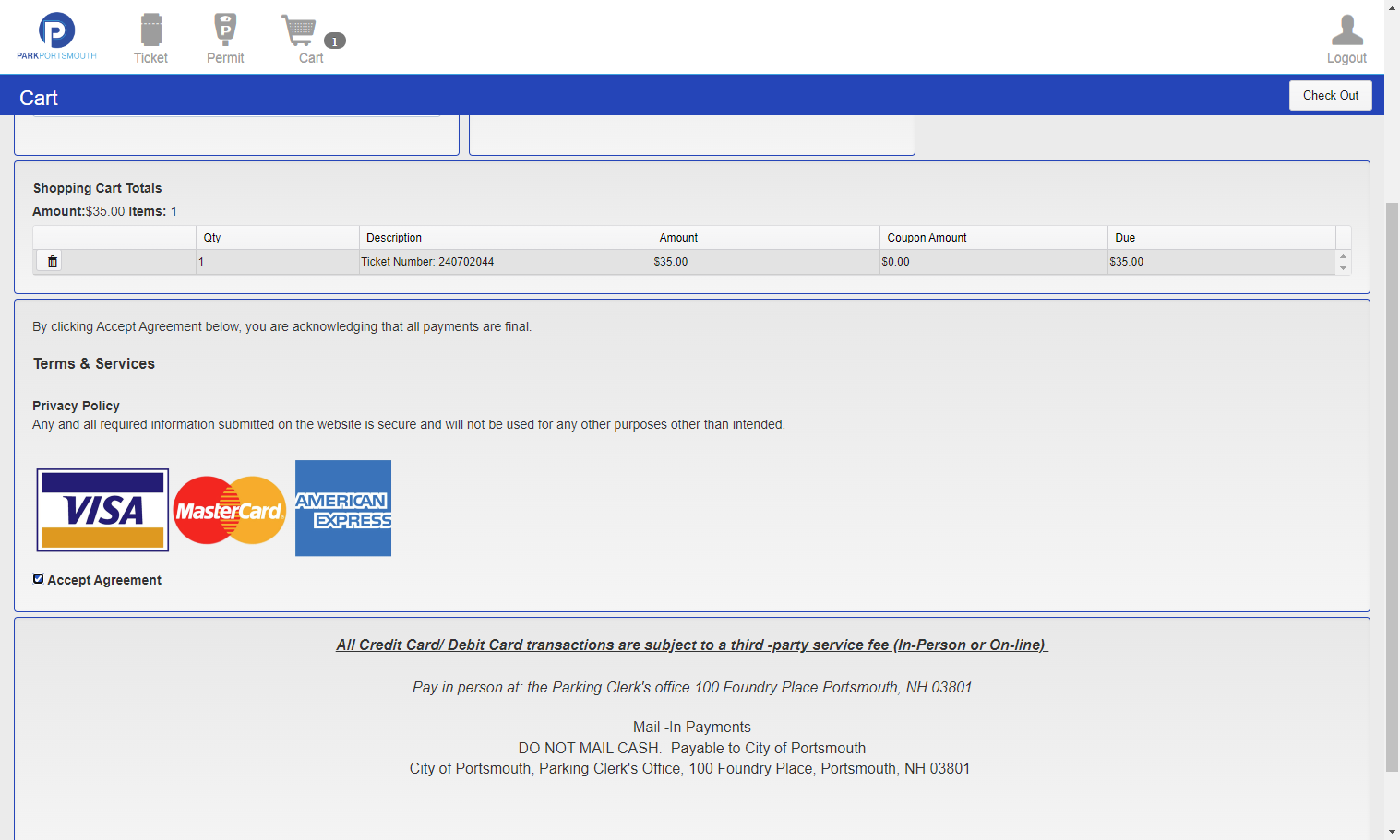 Check Accept Agreement