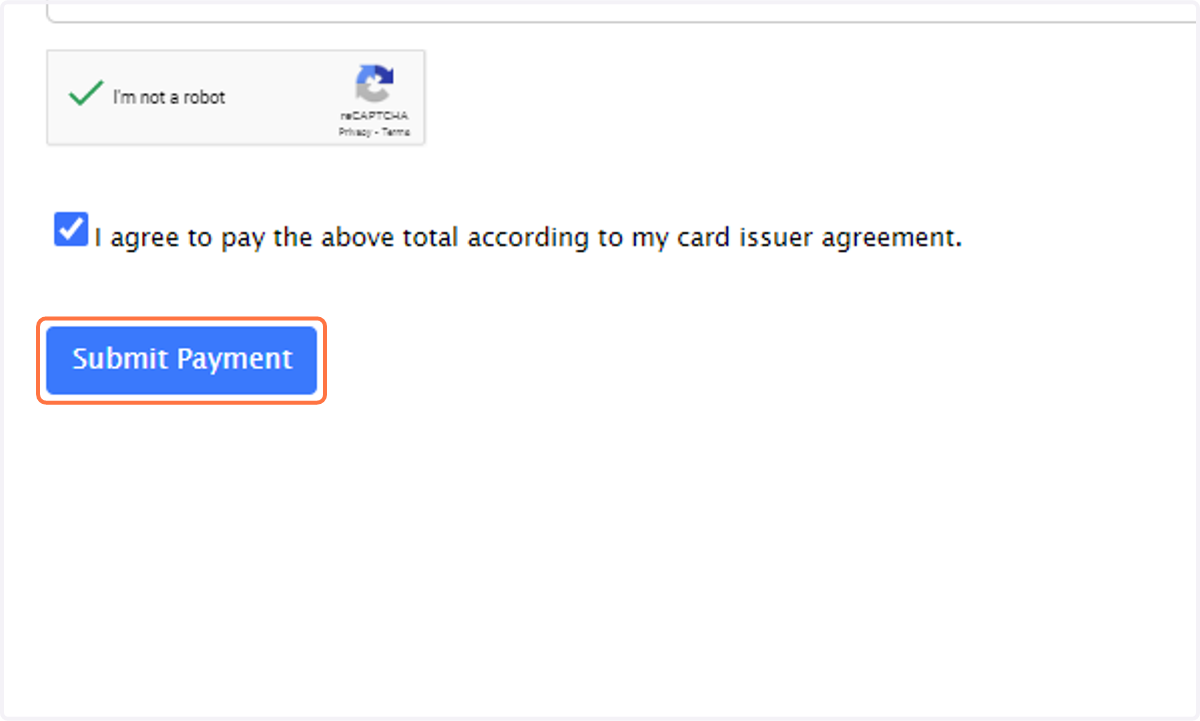 Click on Submit Payment ** Click Submit Payment ONE (1) time.
