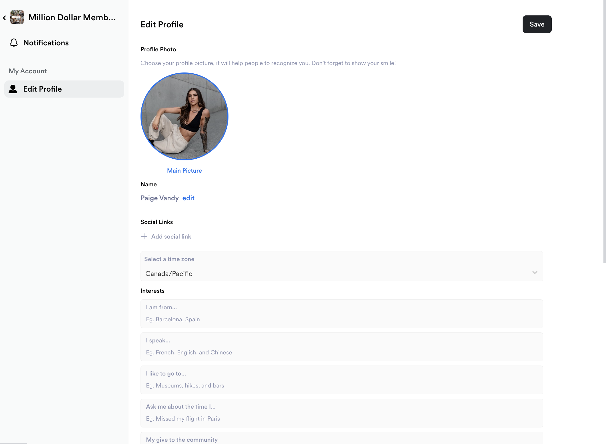 Click on Add social link and link any social media platforms you're active on
