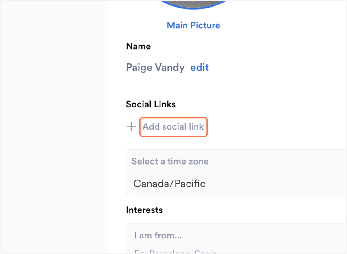 Click on Add social link and link any social media platforms you're active on