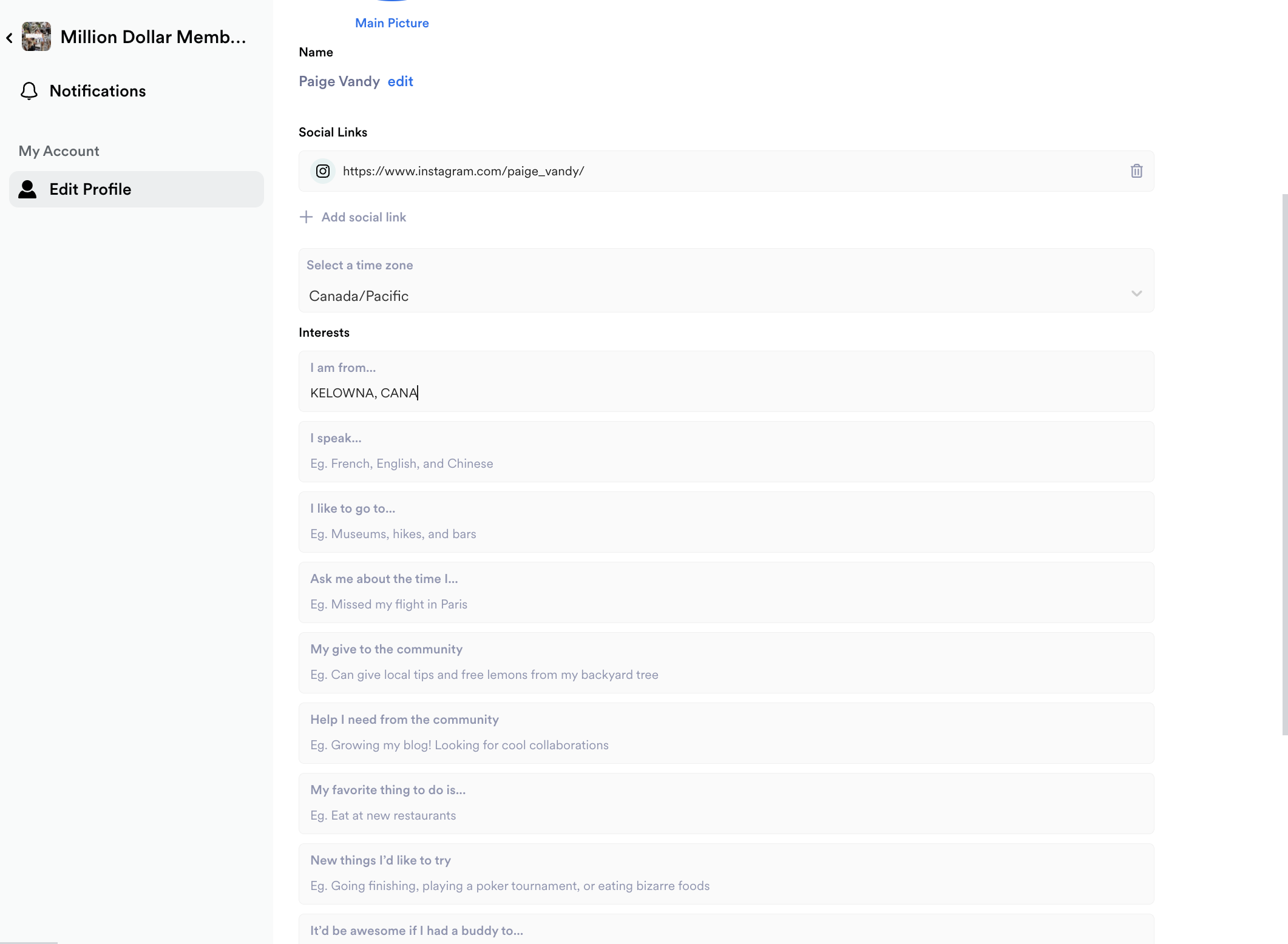 Fill out your interests and save!