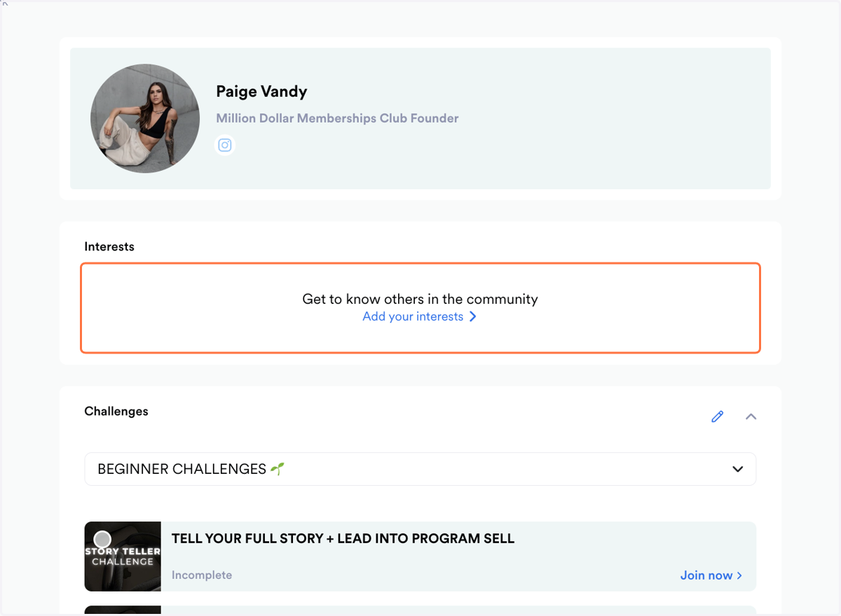 Click on "Add your interests"