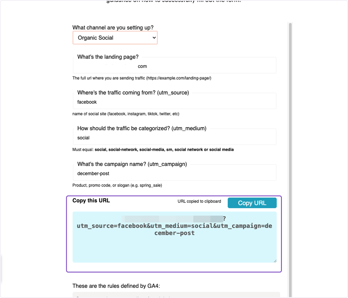 Click on Copy URL