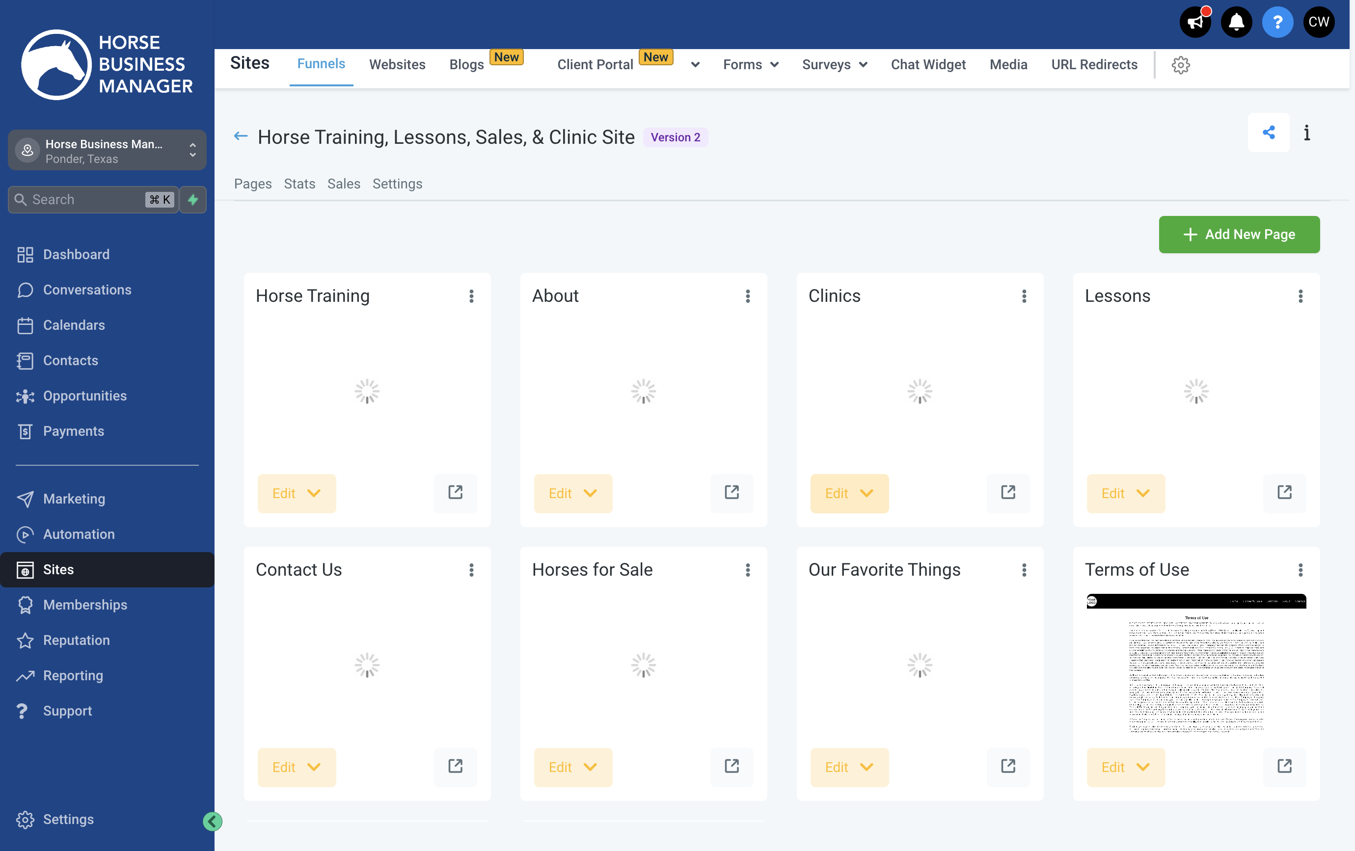 Locate the page that you just added the products onto and click Edit