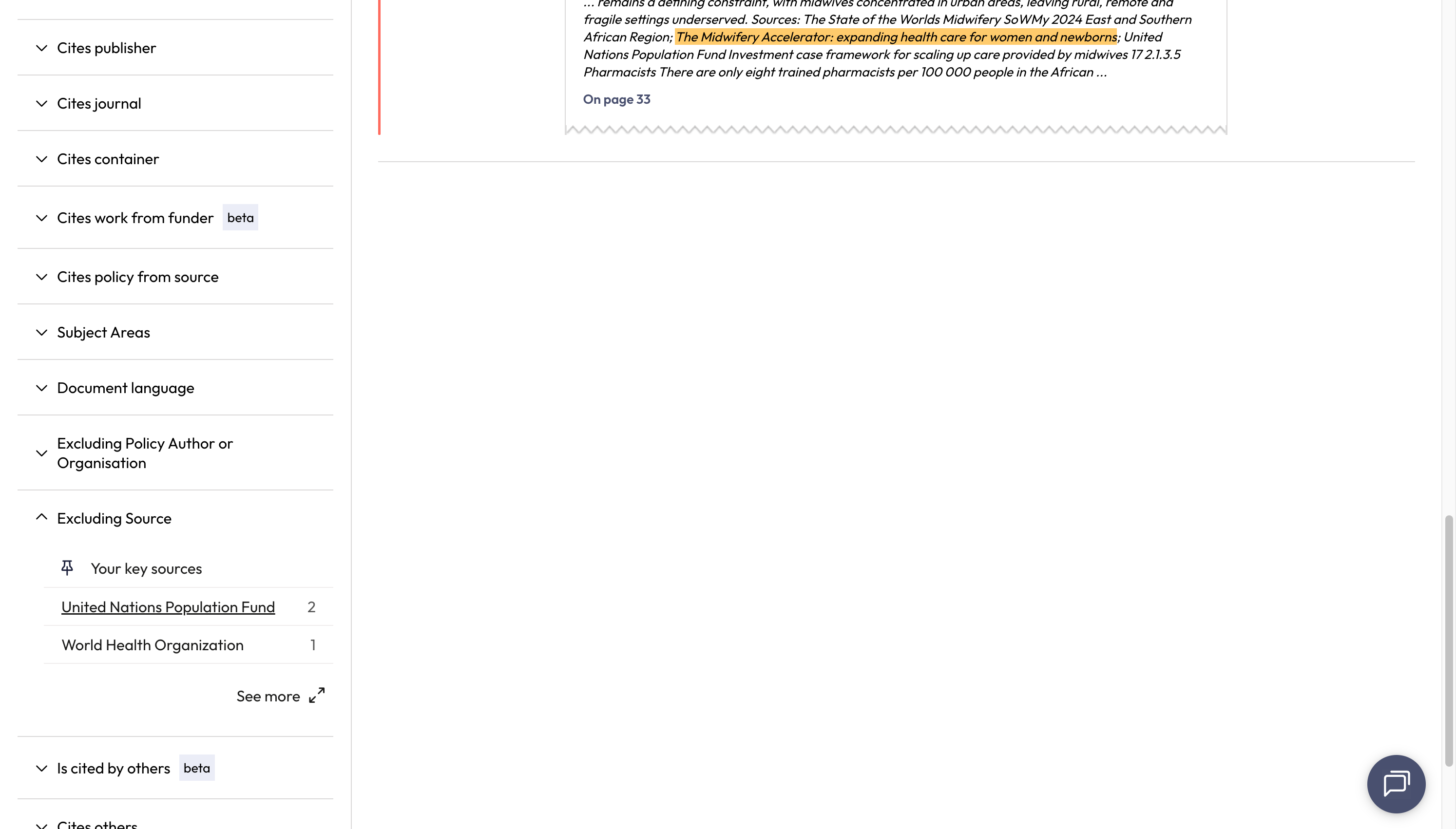 In the 'Excluding Source' filter, click on your organisation's name.