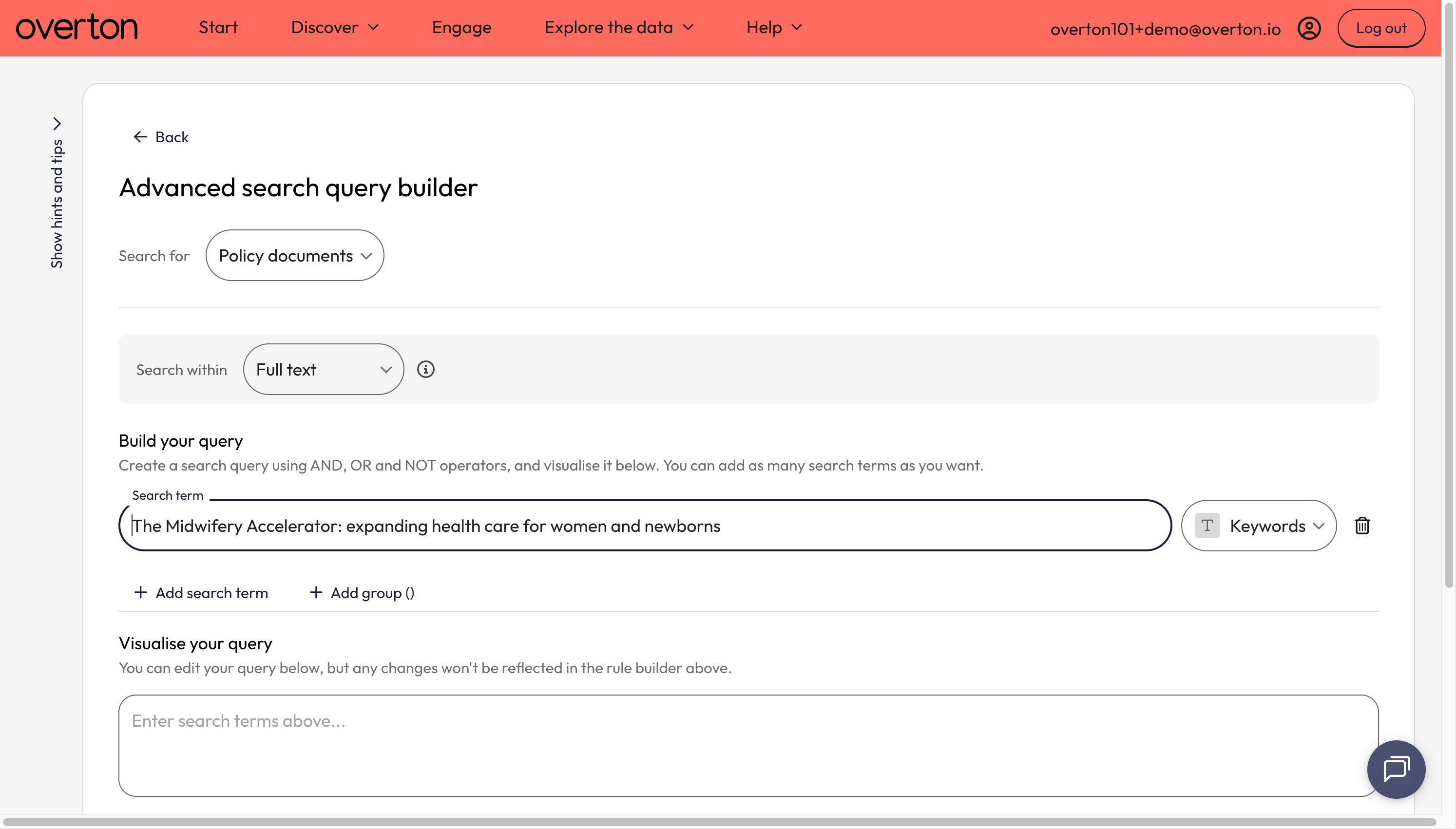 In the 'Search term' box, enter the name of your publication or project title.