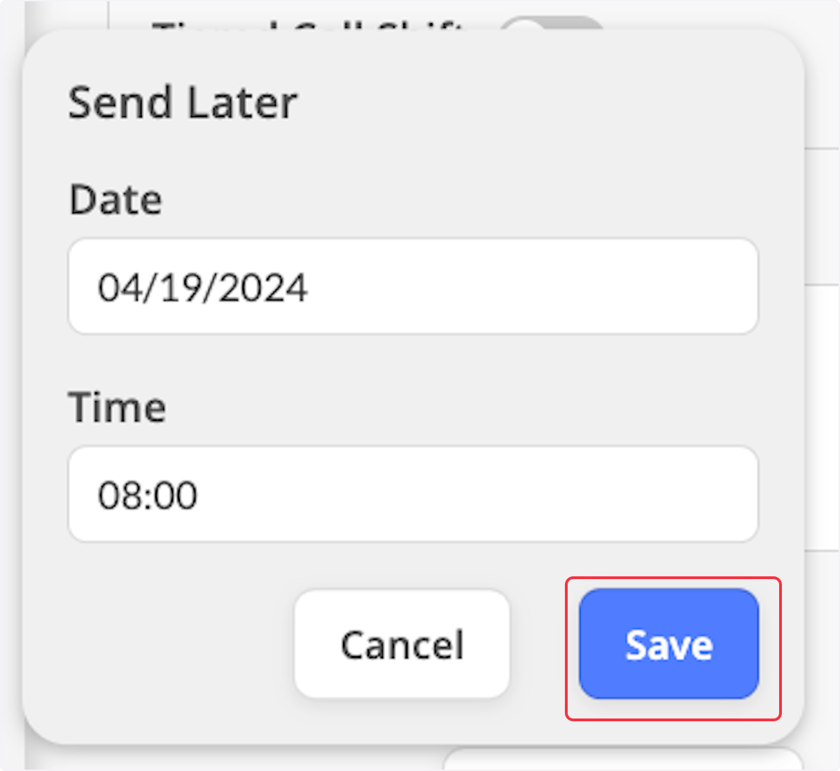 Determine the Date and Time you want the call shift to be sent. When done click Save.