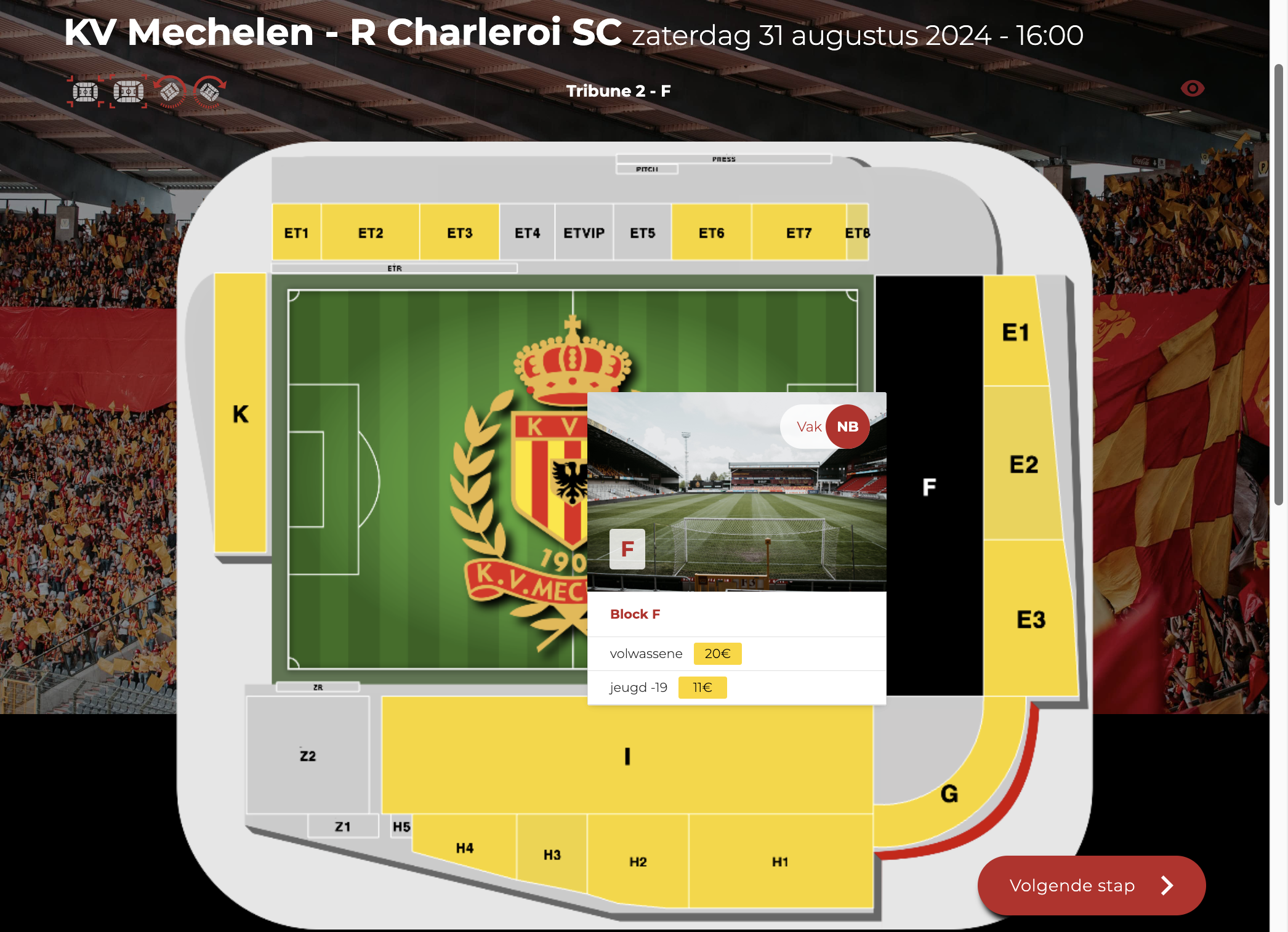 Kies je eenmalige, nieuwe plek in het stadionplan