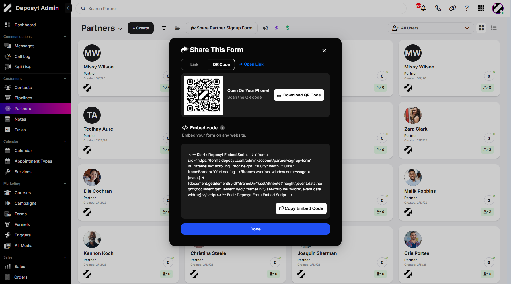 Step 6: You will then be taken to the QR Code page, where you can download the QR code and send it to your contacts.