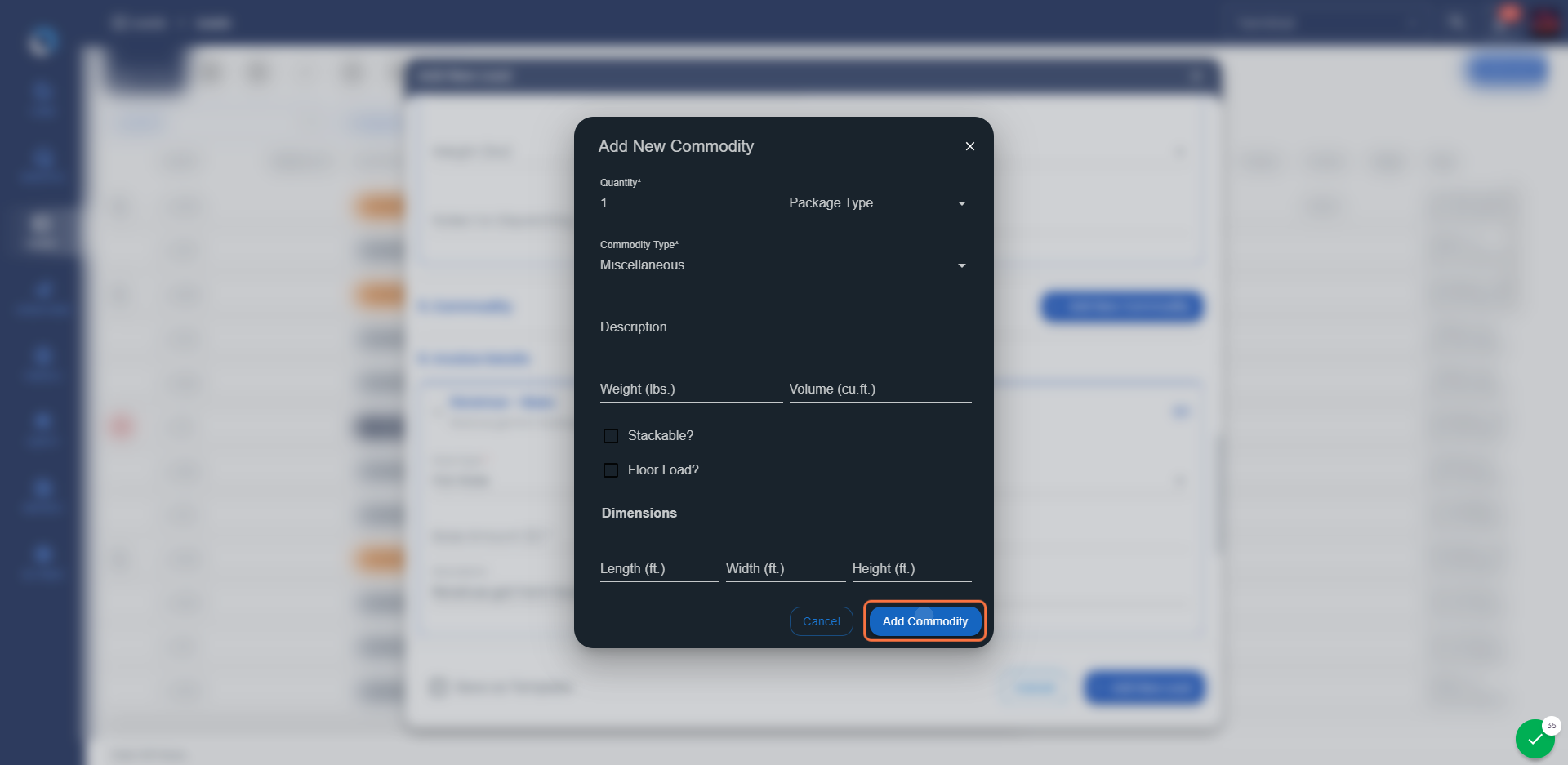 Fill out the form to Add a Commodity and click on Add Commodity