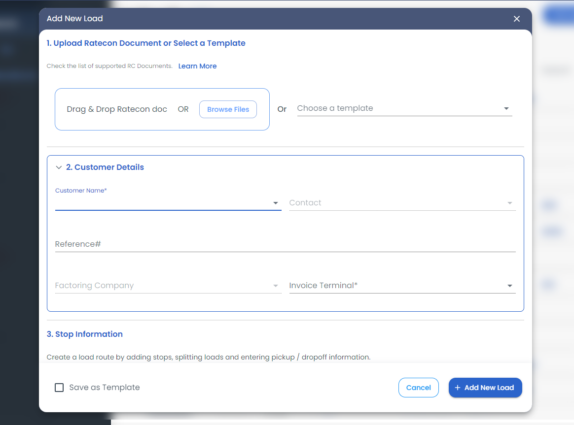 Select the customer name from the drop down