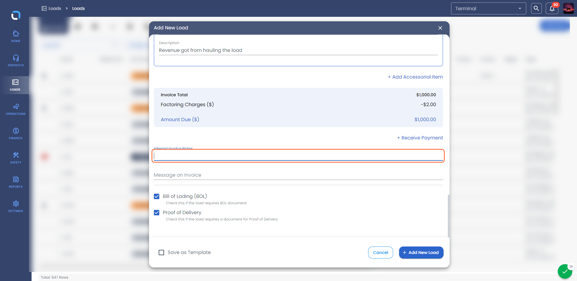You can leave an internal invoice note for the other user's