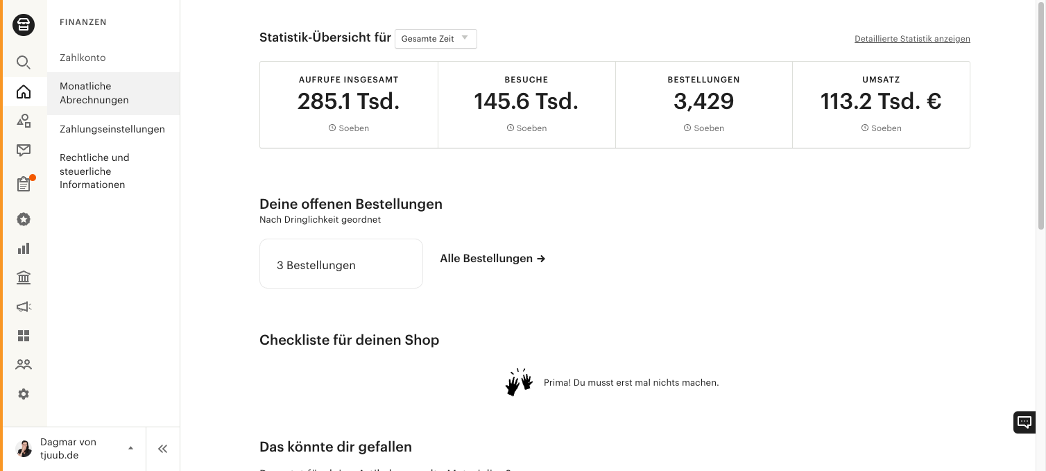 Click on Monatliche Abrechnungen	