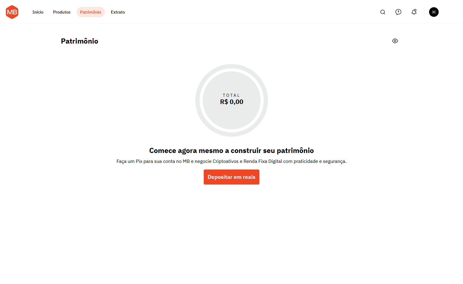 Tire um print ou foto da tela, mostrando o total da conta e o valor de cada ativo