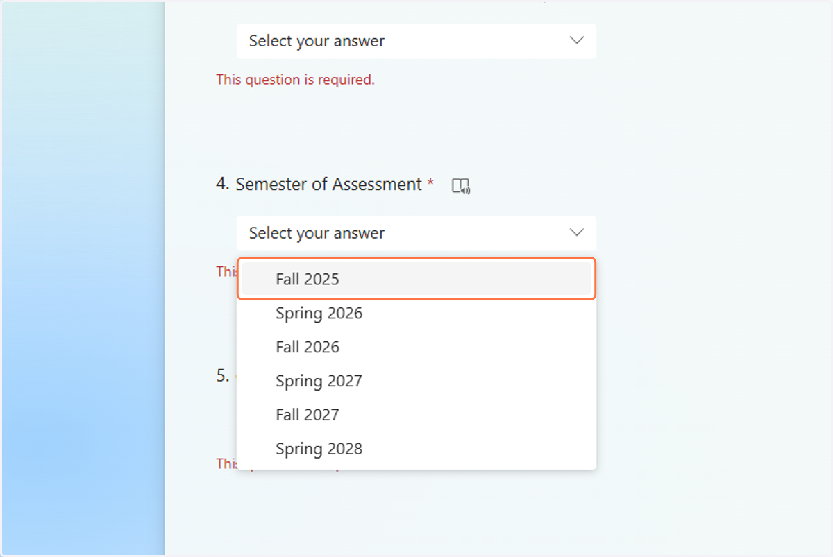 Click on Fall 2025
