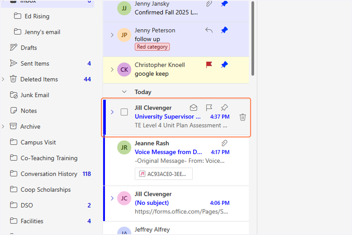 Click on University Supervisor Assessment Links