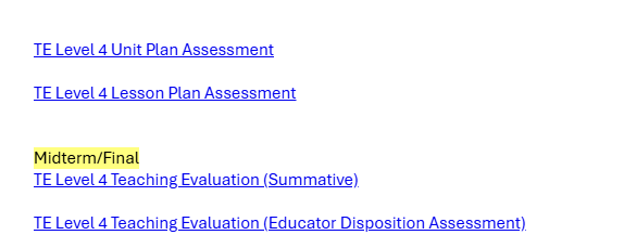 Select the appropriate assessment link by clicking directly on the title