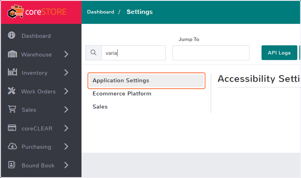 Click on Application Settings
