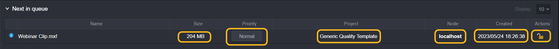 Next in Queue will also show some helpful information and allow some actions: