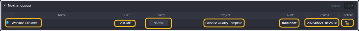 Next in Queue will also show some helpful information and allow some actions: