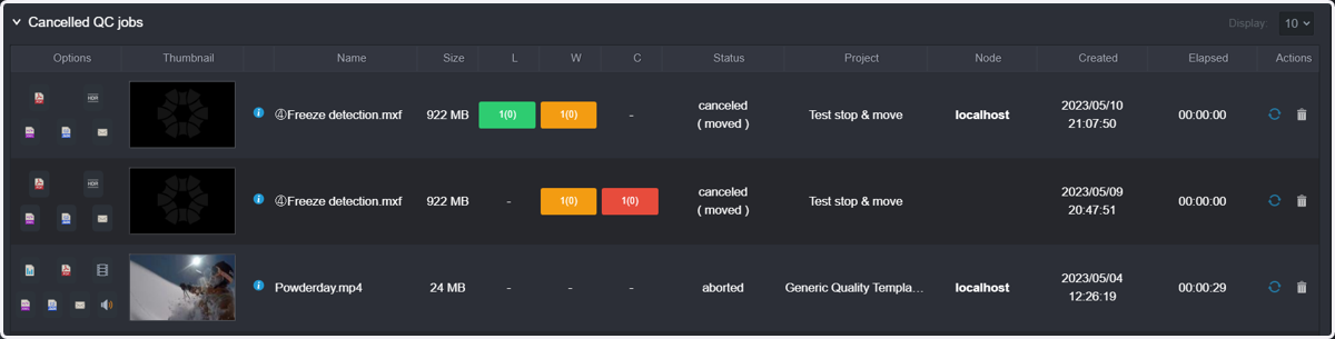 Files in Cancelled QC Jobs can also be reanalyzed or remove analysis data.