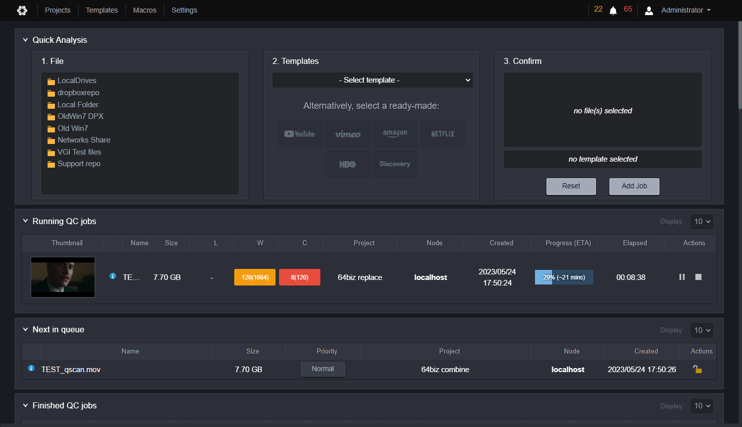 The first option that you can see when entering QScan is the Quick Analysis.