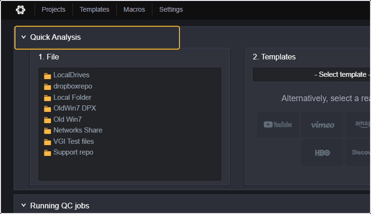 The first option that you can see when entering QScan is the Quick Analysis.