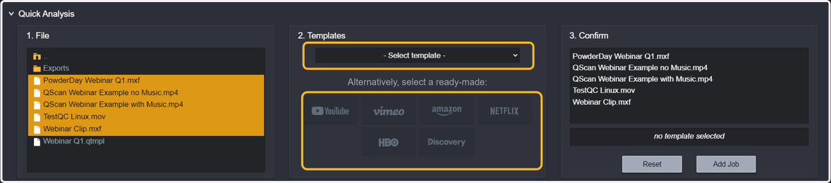 Select the template you want to use from the shortcuts or the dropdown list